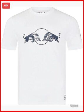 White Formula 1 Red Bull Racing Graphic T-Shirt, Classic Fit, Cotton